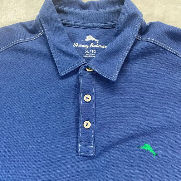Tommy‎ Bahama Men's Blue Polo Shirt with Green Marlin Logo XL Golf Casual - Picture 4 of 8